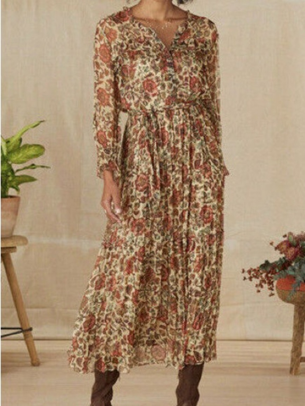 Sundance Dress Womens Medium Litzy Bloom Dawnfloral Sheer Boho Rustic Maxi
